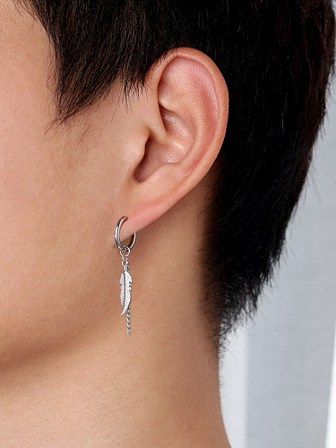 Retro Leaf Stainless Steel Earrings Asymmetrical Stainless Steel  Earrings 1 Piece