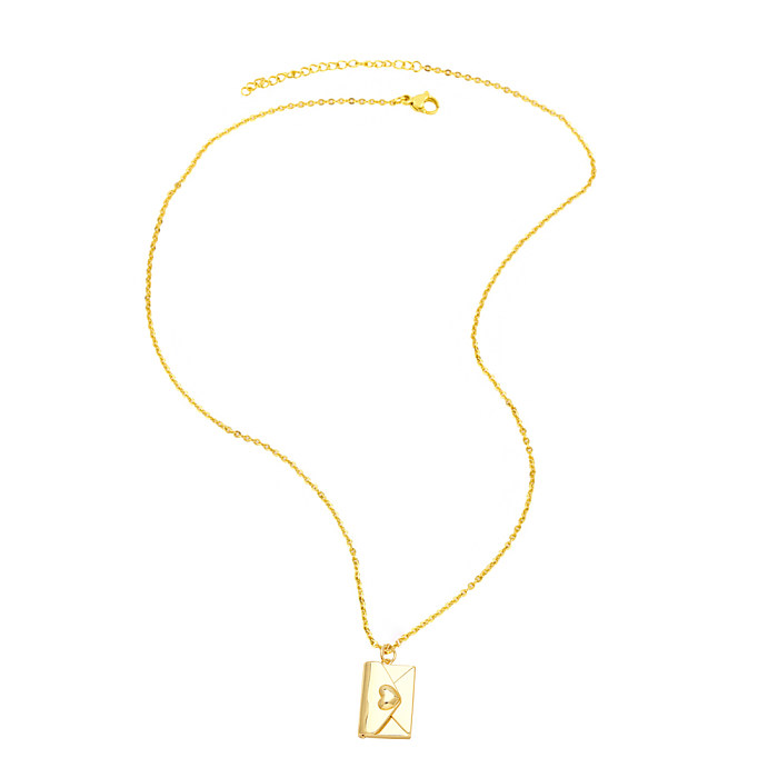 Einfache Anhänger-Halskette mit Umschlag aus Edelstahl, verkupfert und 18 Karat vergoldet