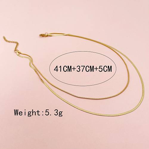 Fashion Solid Color Stainless Steel  Stainless Steel Plating Chain Layered Necklaces 1 Piece
