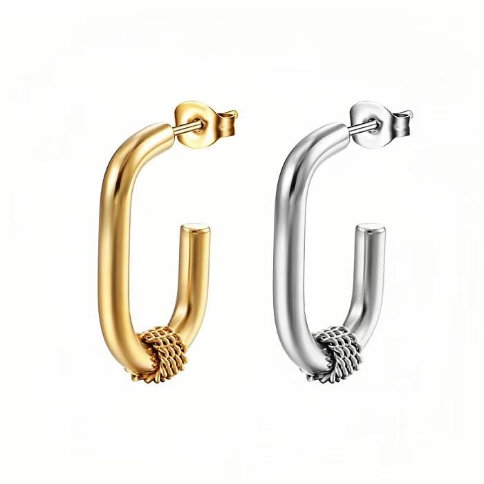 1 Pair Basic Geometric Plating Stainless Steel  18K Gold Plated Earrings