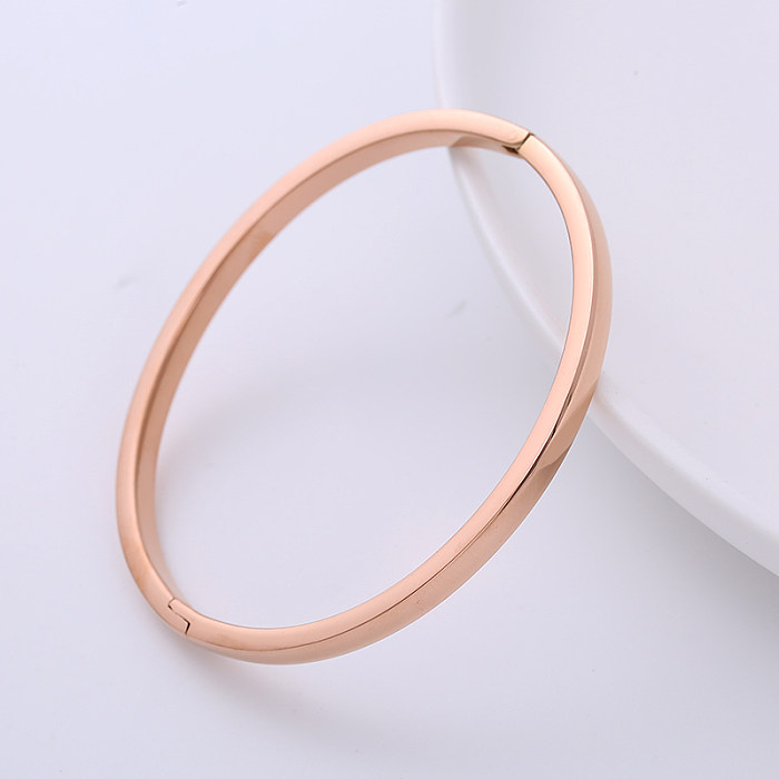 Simple Style Solid Color Stainless Steel Gold Plated Bangle 1 Piece