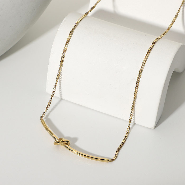New Fashion 14K Gold-plated Stainless Steel  Knotted Necklace