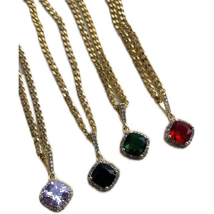 Wholesale Streetwear Heart Shape Stainless Steel Zircon Pendant Necklace