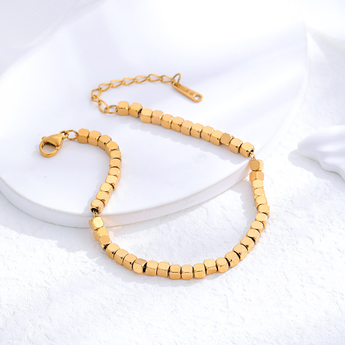 Wholesale Retro Heart Shape Solid Color Titanium Steel 24K Gold Plated Bracelets