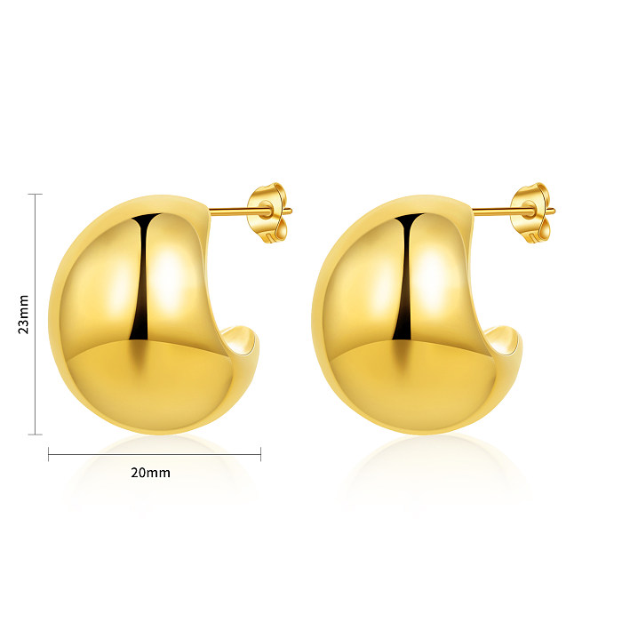 1 Piece Simple Style Solid Color Plating Stainless Steel  Gold Plated Ear Studs