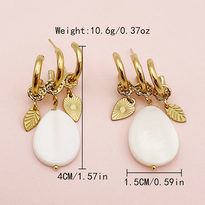 1 Pair Vintage Style Roman Style Leaf Plating Stainless Steel  Gold Plated Drop Earrings