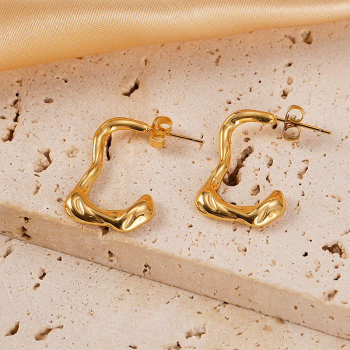 1 par de brincos de orelha banhados a ouro de aço inoxidável estilo simples de férias