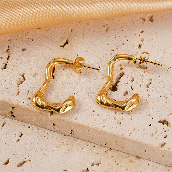 1 Pair Vacation Simple Style Solid Color Plating Stainless Steel  Gold Plated Ear Studs