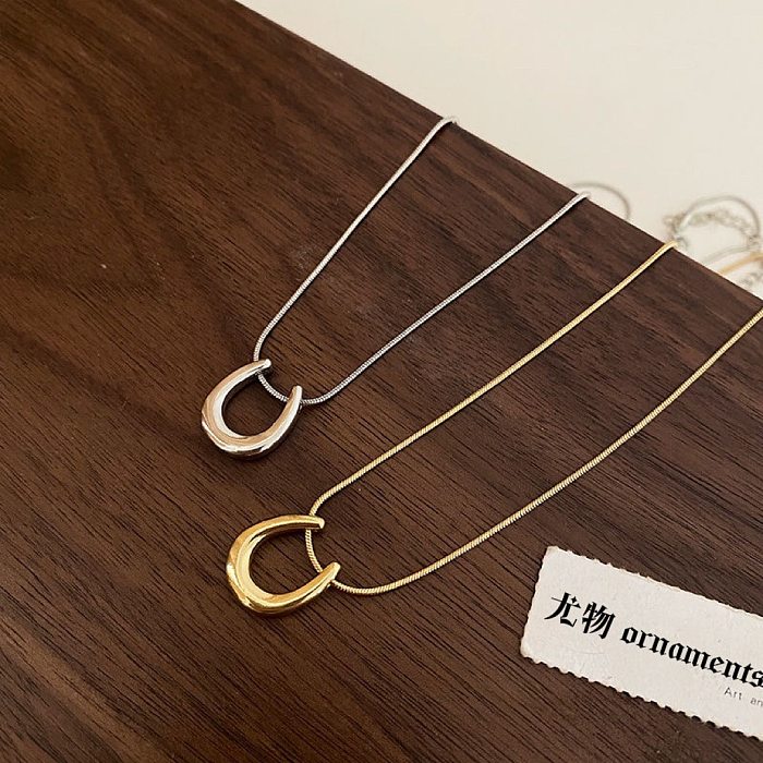 IG Style Einfache Halskette in U-Form mit Edelstahlbeschichtung, 1 Stück