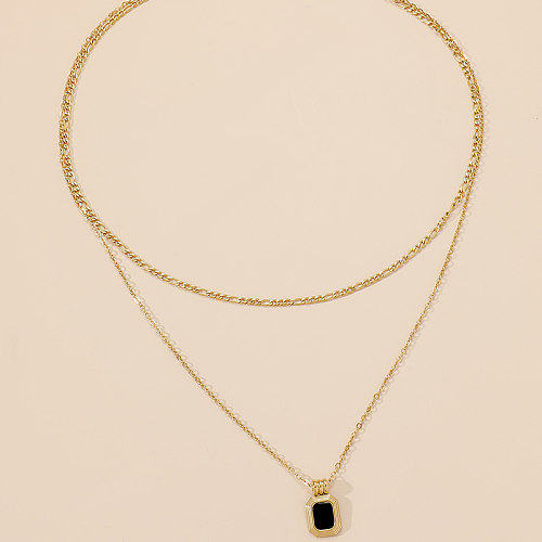 Commute Quadratische Edelstahl-Halskette mit Polierbeschichtung und 18-Karat-Vergoldung