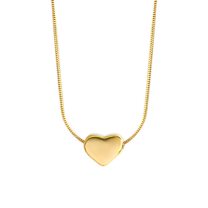 Simple Style Heart Shape Stainless Steel Patchwork 18K Gold Plated Necklace