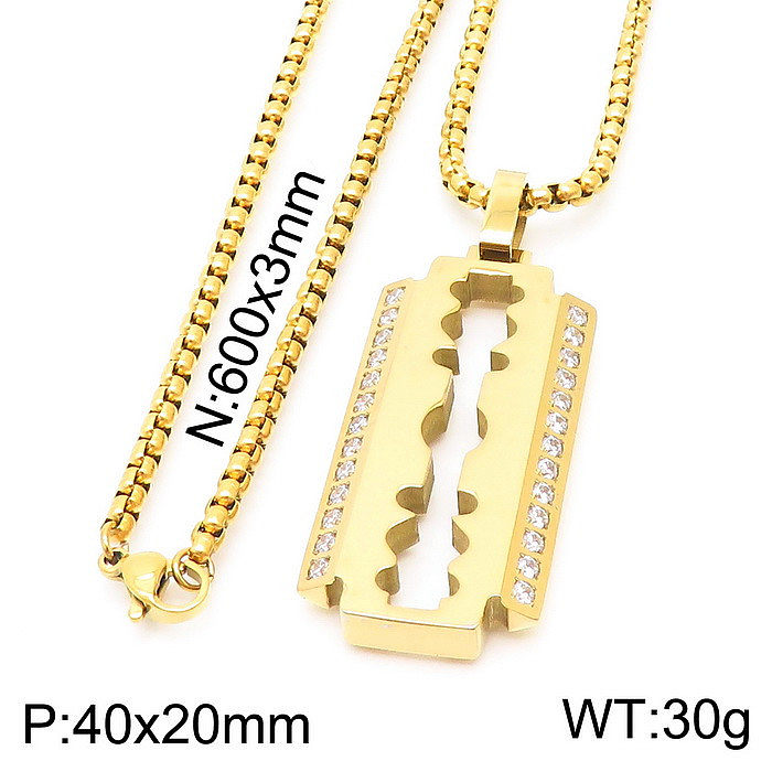 Einfache Hip-Hop-Kreuz-Anhänger-Halskette mit Edelstahlbeschichtung und 18-Karat-Vergoldung