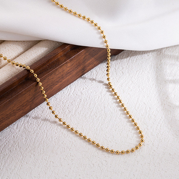 Colar banhado a ouro 18K de aço inoxidável de cor sólida elegante estilo simples
