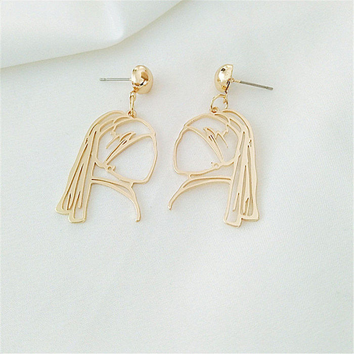 Funny Human Face Stainless Steel Plating Drop Earrings 1 Pair