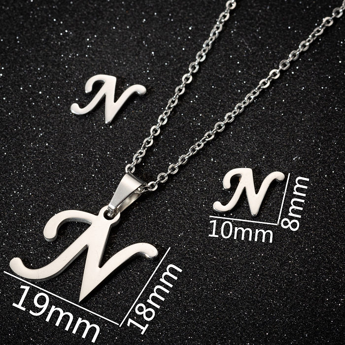 1 Piece 1 Pair Simple Style Letter Stainless Steel  Plating Necklace