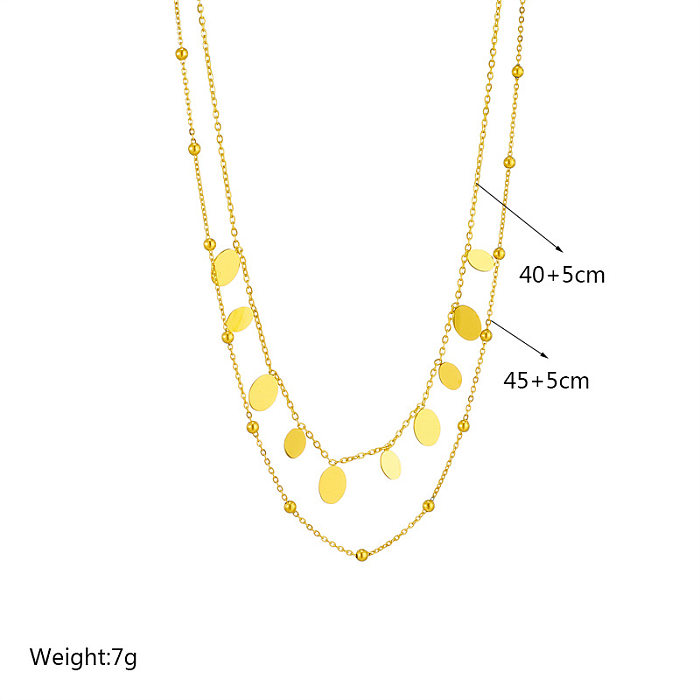 Simple Style Oval Stainless Steel Plating 18K Gold Plated Layered Necklaces