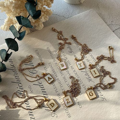 Collier unisexe avec lettres en acier inoxydable, autres lettres plaquées en métal, perles artificielles, colliers en acier inoxydable