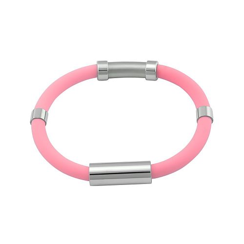 Casual Simple Style Round Silica Gel Titanium Steel Polishing Wristband