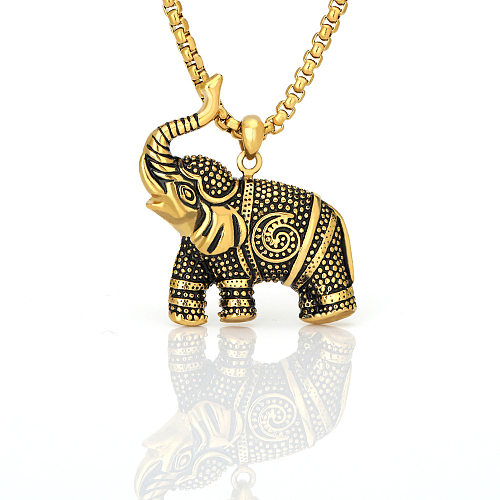 Simple Steel Elephant Pendant Necklace