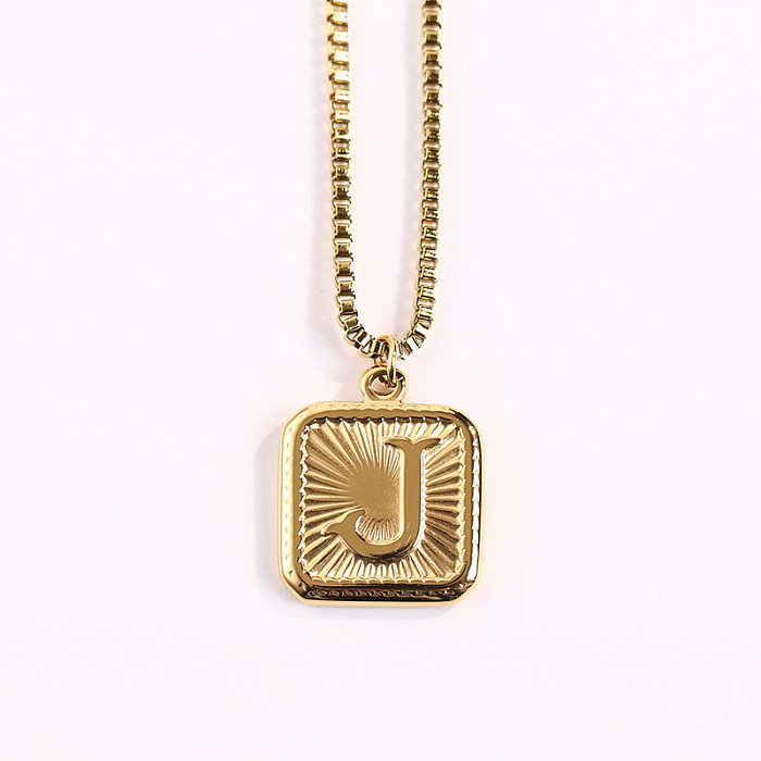 Fashion Letter Square Stainless Steel Pendant Necklace 1 Piece