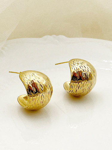 1 Pair Casual Simple Style British Style C Shape Polishing Plating Stainless Steel  Gold Plated Ear Studs
