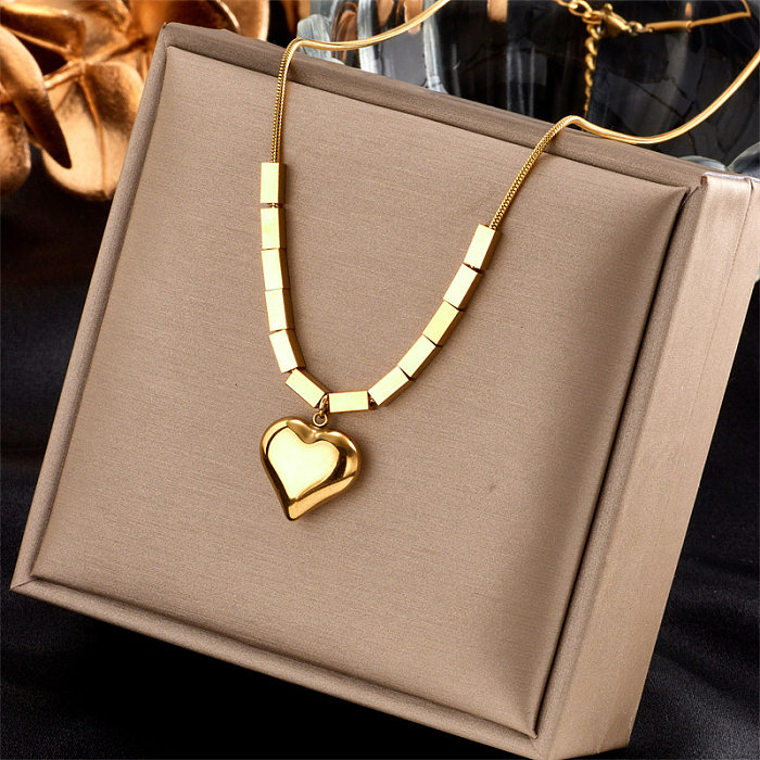 Fashion Simple Geometric Square Heart-shaped Stainless Steel Necklace