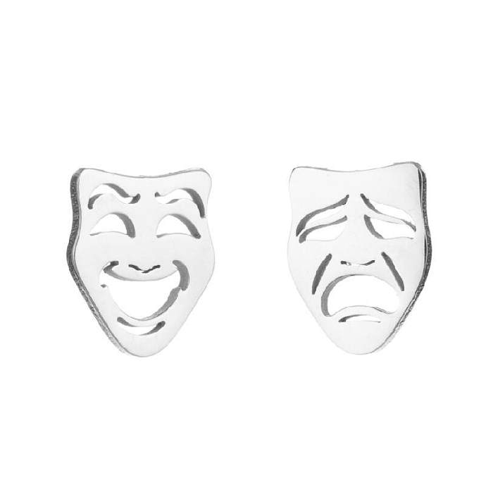 1 paire de clous d'oreilles en acier inoxydable avec visage Emoji rétro