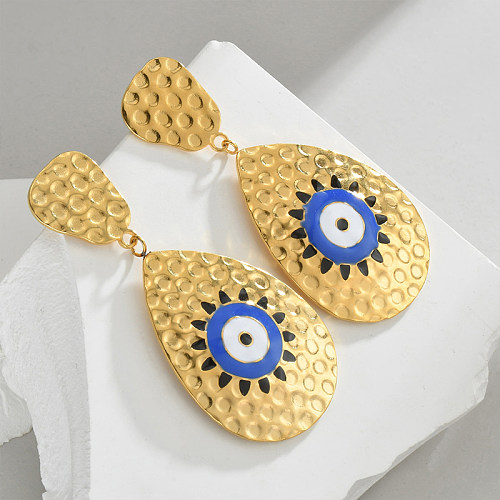 1 Pair Retro Eye Plating Stainless Steel  18K Gold Plated Drop Earrings