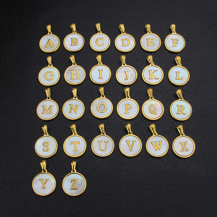 Collier en acier inoxydable avec lettres rondes de style simple, placage de colliers en acier inoxydable