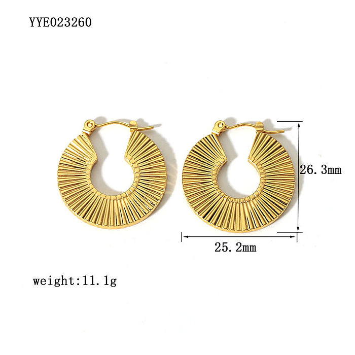 1 Pair Vintage Style Sector Heart Shape Solid Color Plating Stainless Steel  18K Gold Plated Drop Earrings