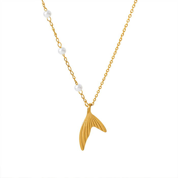 Simple Style Fish Tail Stainless Steel Necklace In Bulk