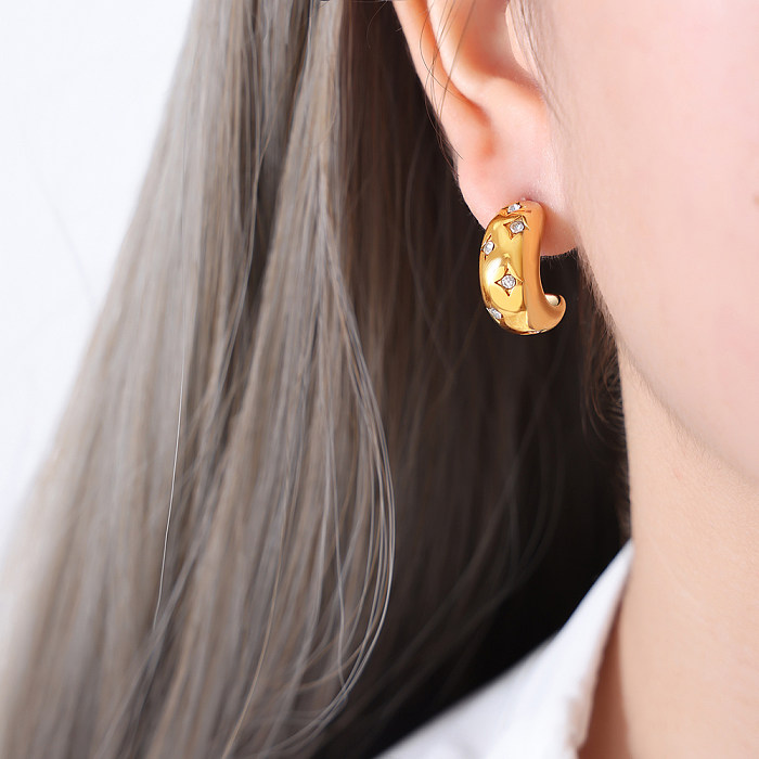 1 Paar elegante, luxuriöse Barock-Stil-Ohrringe mit geometrischer Beschichtung, Edelstahl, künstliche Perlen, Strasssteine, 18 Karat vergoldet