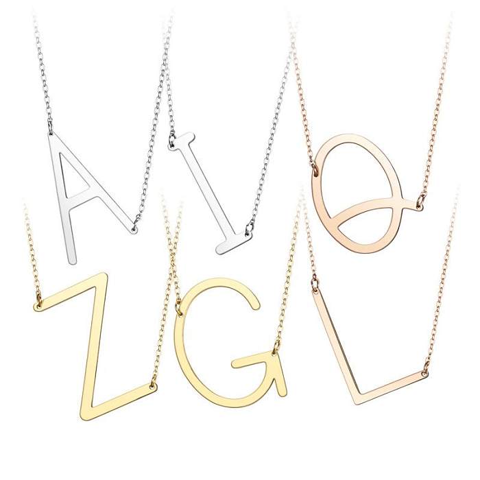 Nouveau Collier en acier inoxydable avec 26 lettres de l'alphabet anglais NHTP143476