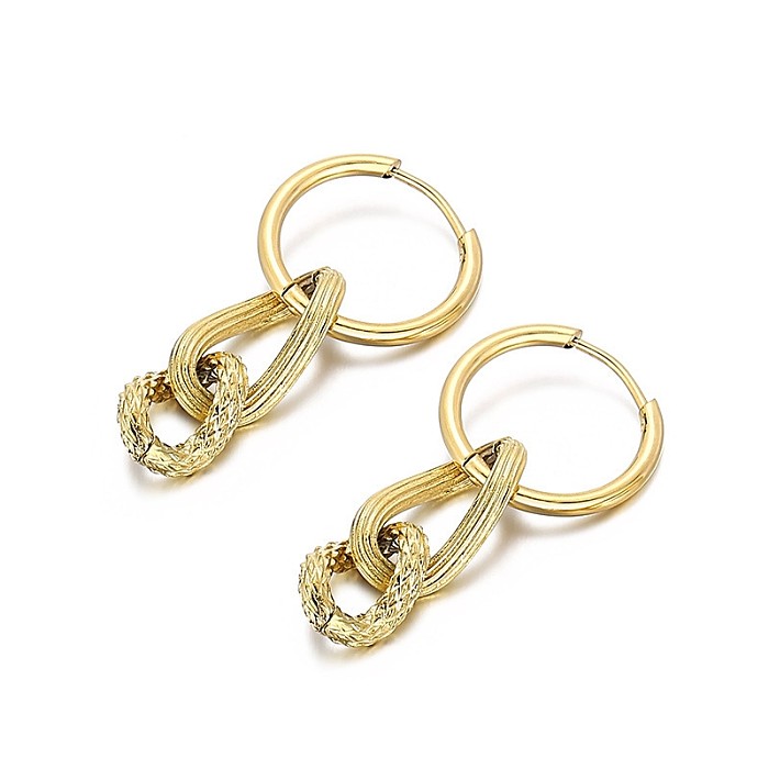 European And American Fashion Chain Circle Stainless Steel  Earrings