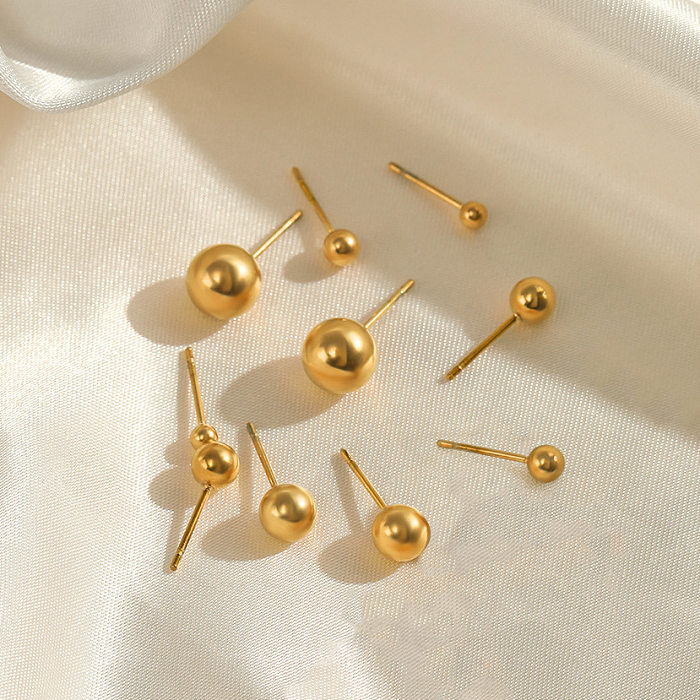 1 Pair Simple Style Round Plating Stainless Steel  Ear Studs