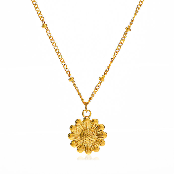 Lady Flower Stainless Steel  Stainless Steel Plating 18K Gold Plated Pendant Necklace