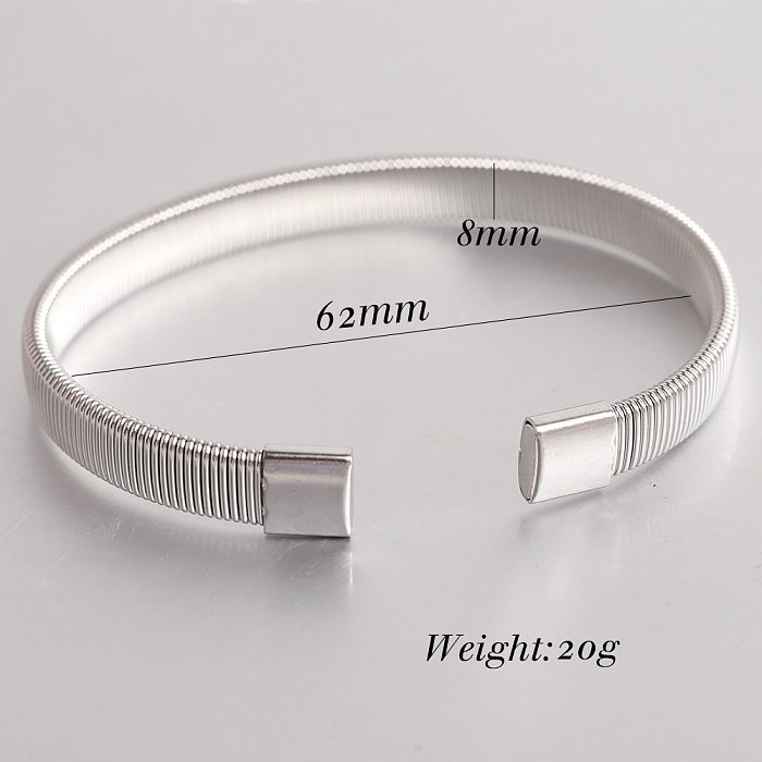 Simple Style Solid Color Titanium Steel Plating Cuff Bracelets