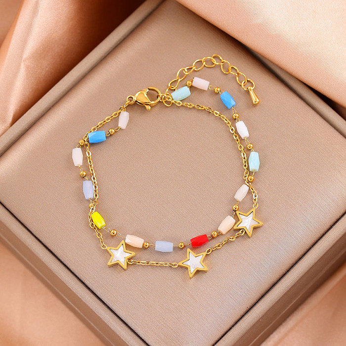 Bracelets plaqués or 18 carats en acier titane avec papillon en forme d'étoile de style vintage décontracté