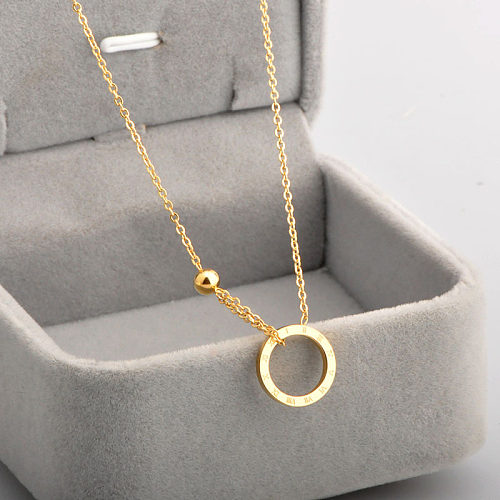 Wholesale Simple Style Circle Stainless Steel Pendant Necklace