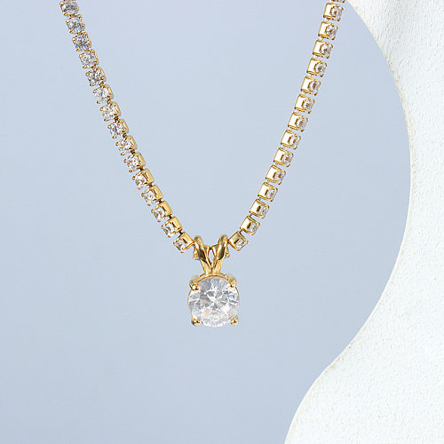 Fashion New Full Diamond Zircon Stainless Steel Necklace Wholesale