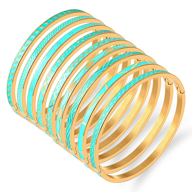 Streetwear Stripe Stainless Steel Bangle In Bulk