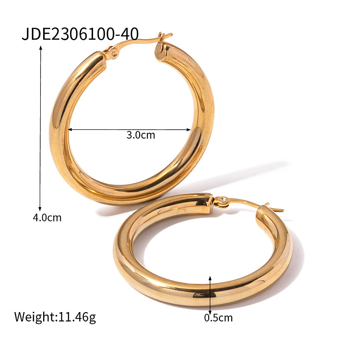 1 Pair IG Style Simple Style Round Plating Stainless Steel  18K Gold Plated Earrings