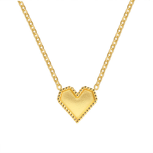 Simple Style Heart Shape Stainless Steel  Pendant Necklace In Bulk