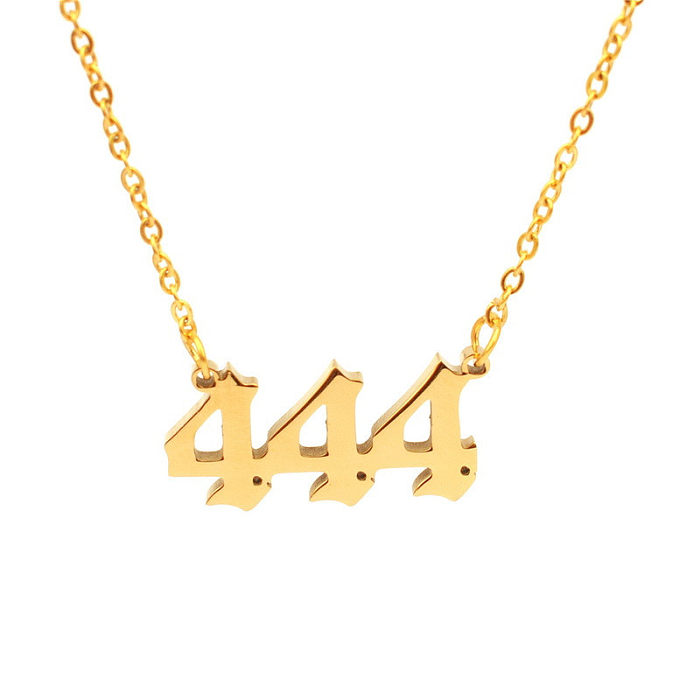 Collier avec chiffres en acier inoxydable, Simple et rétro, monocouche, vente en gros de bijoux