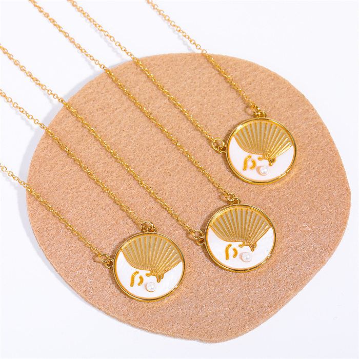 1 Piece Fashion Round Sun Moon Stainless Steel  Plating Pendant Necklace