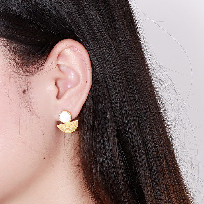 Boucles d'oreilles pendantes en acier inoxydable en forme de U, Style Simple, coquille plaquée, boucles d'oreilles en acier inoxydable