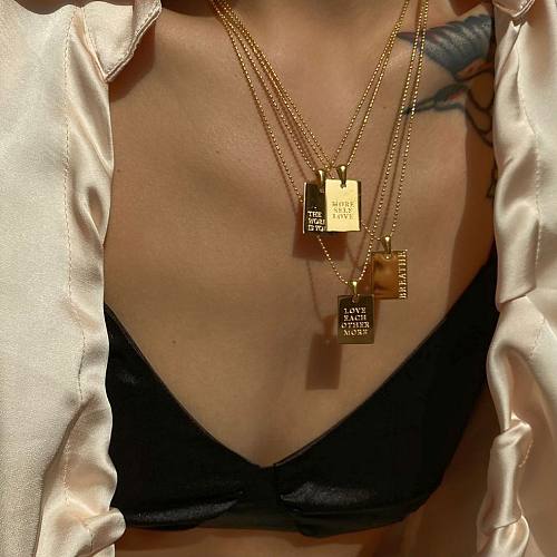 Collar de celebridades de Internet Ins de Europa y América Collar de texto de acero inoxidable de oro de 18 quilates para mujer Collar de estilo de moda joyería