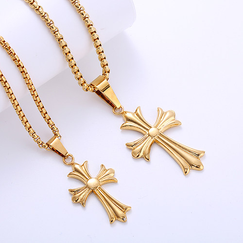 Gothic Cross Stainless Steel  Plating Pendant Necklace 1 Piece