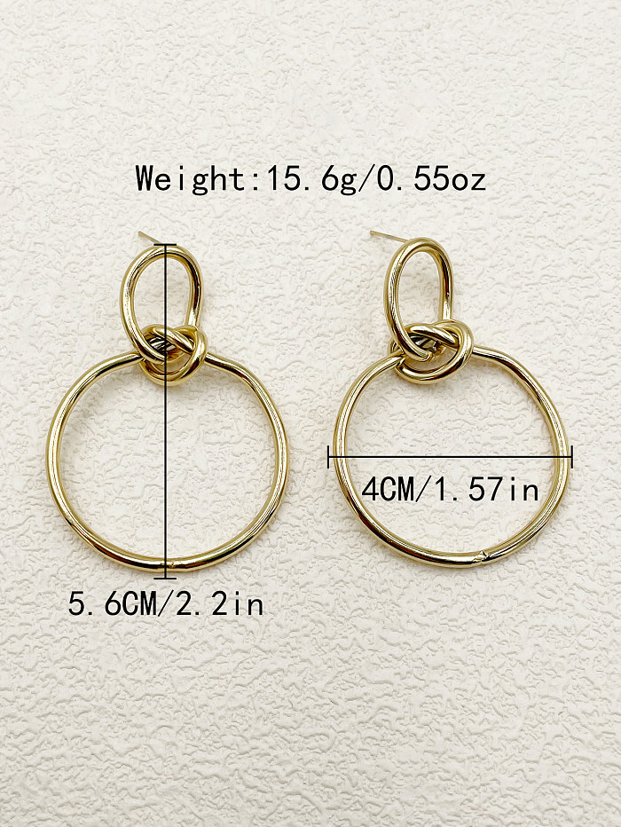 1 paire décontracté Style Simple trajet Double anneau polissage placage en acier inoxydable plaqué or boucles d'oreilles