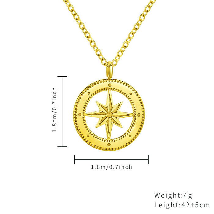 Casual Simple Style Devil'S Eye Star Rectangle Stainless Steel  Plating Inlay Zircon Gold Plated Pendant Necklace
